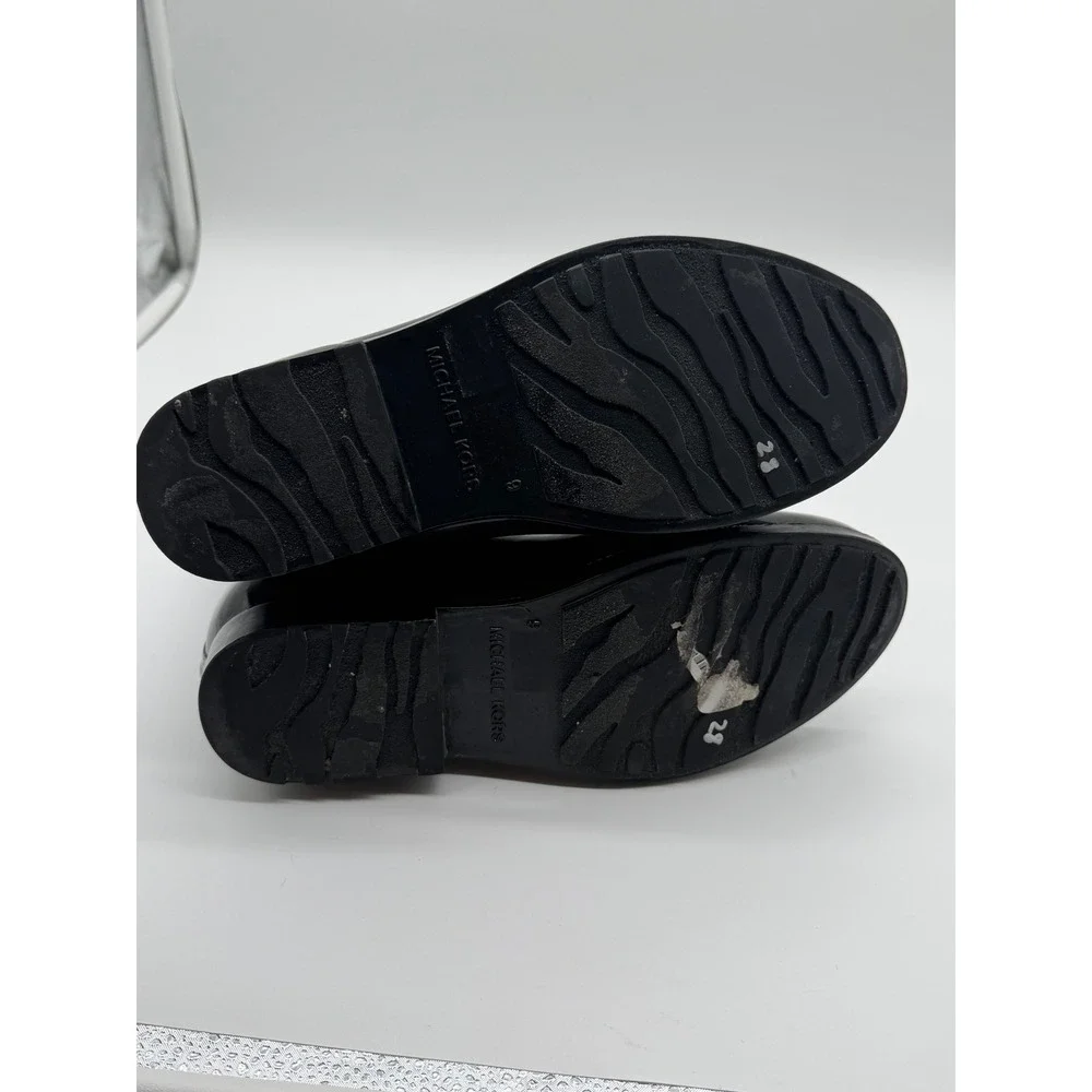 Michael Kors Ridley Black Shiny Rubber Chelsea Rain Boots‎ Womens 9 MK Logo